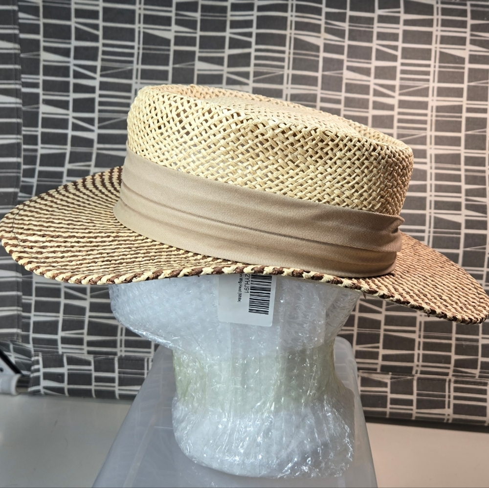AHead Beige Straw Golf Hat Resortwear Travel SPF 50 - Picture 4 of 7
